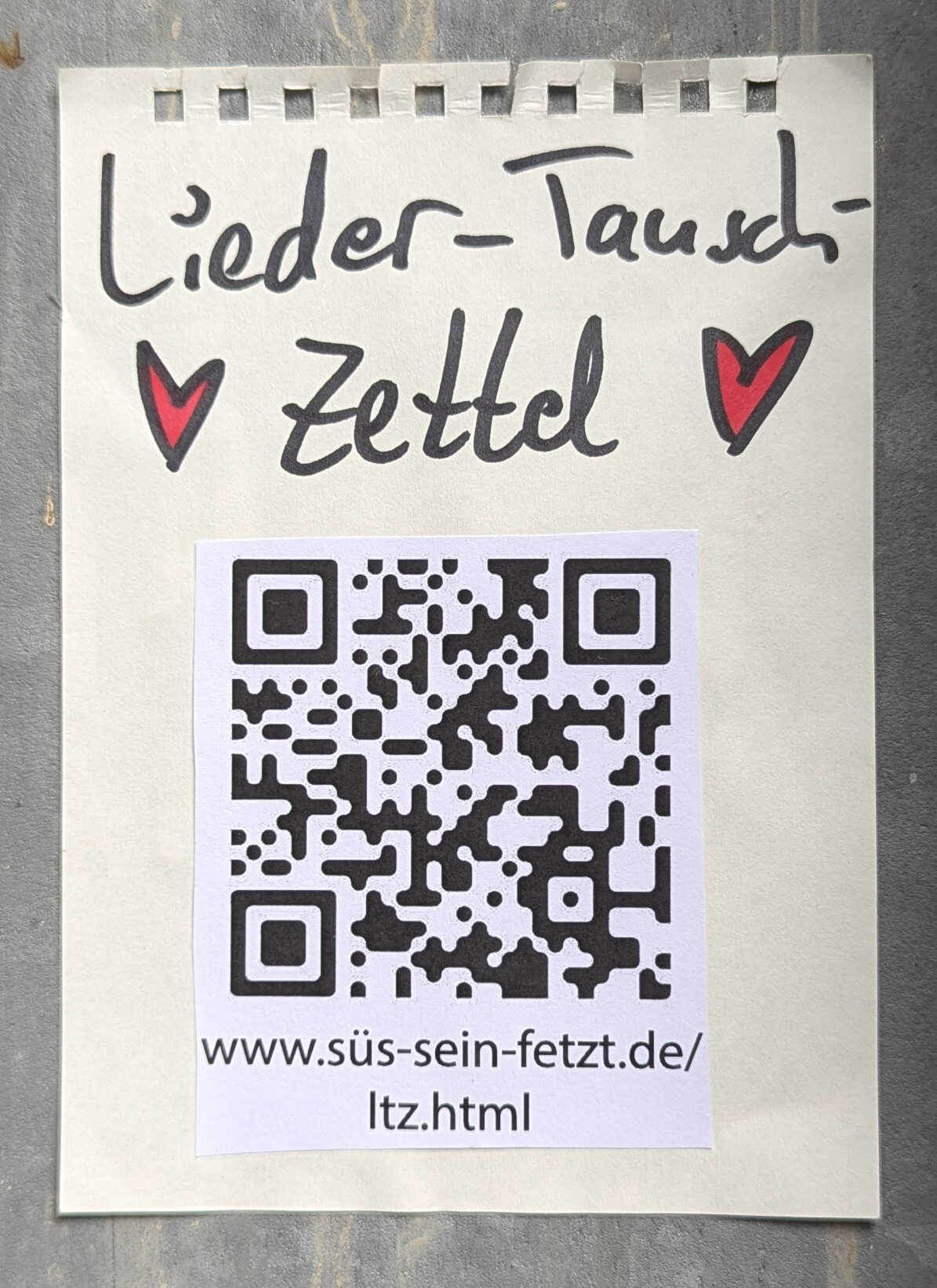 Liedertausch-Zettel